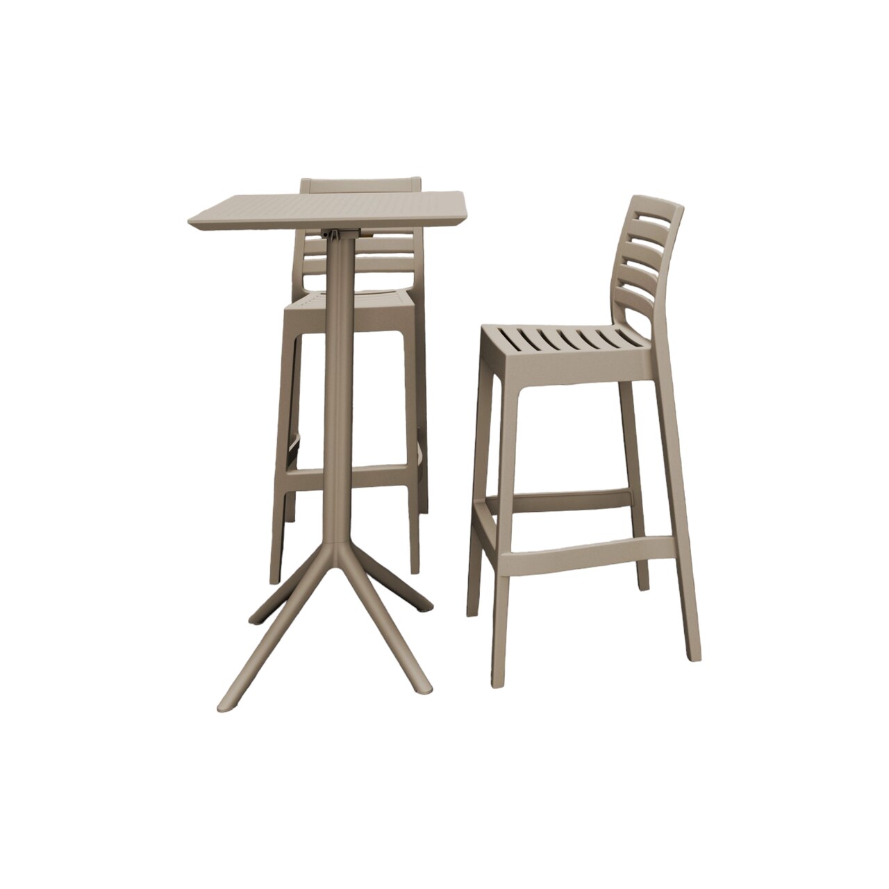 Luxury Commercial Living 3-Piece Taupe Brown Stackable Outdoor Patio Bar Set 42.5"